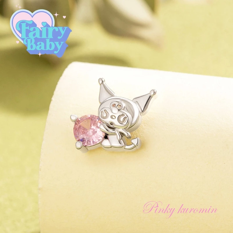 Fairybaby จิว Pinky Kuromin ( 1 ชิ้น ) แป้นแบน จิวตุ้มหู น่ารัก เกาหลี โทนชมพู 0.8 ยาว 6mm (J3-095)