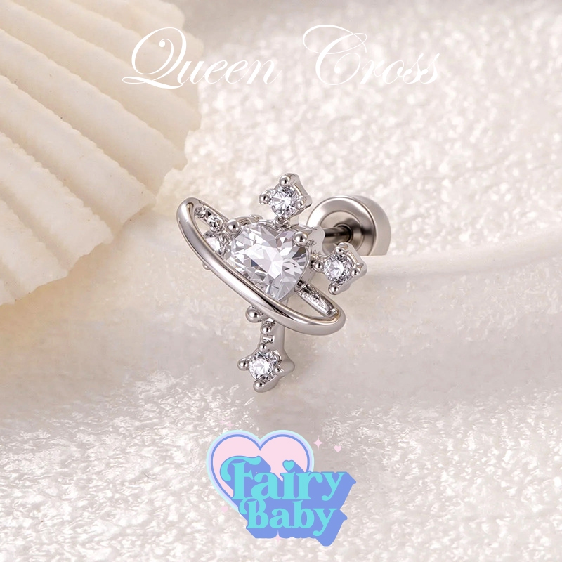 Fairybaby จิว Cross Drop ( 1 ชิ้น ) แป้นแบน จิวตุ้มหู จิวหู ไม้กางเขน หรูหรา เท่ หนา 0.8 ยาว 6 mm (J3-175)