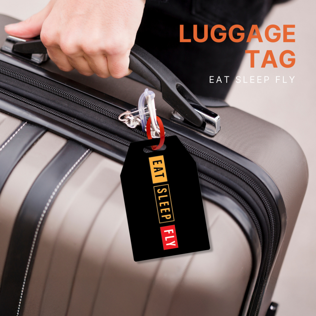 Happylife Luggage Tag ป้ายติดกระเป๋าเดินทาง EAT SLEEP FLY อะคริลิค กันน้ำ แข็งแรง ดีไซน์สวย