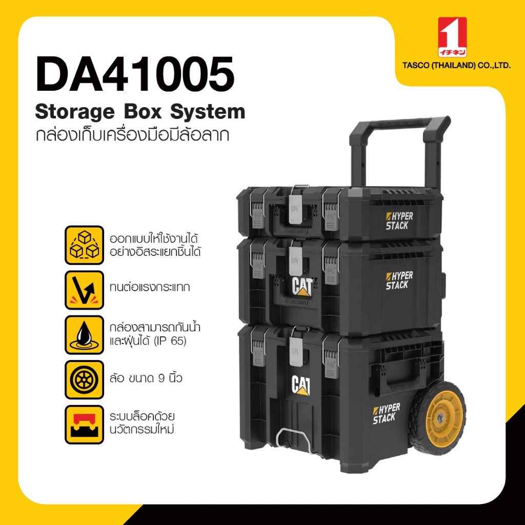 DA41005 CATERPILLAR  ชุดกล่องเครื่องมือล้อลาก 3 ชิ้น