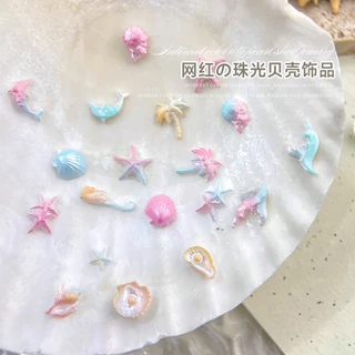 อะไหล่ติดเล็บสัตว์ทะเลสีขาวมุก ตกแต่งตามใจชอบ 50 ชิ้น/ห่อ สินค้าพร้อมส่ง