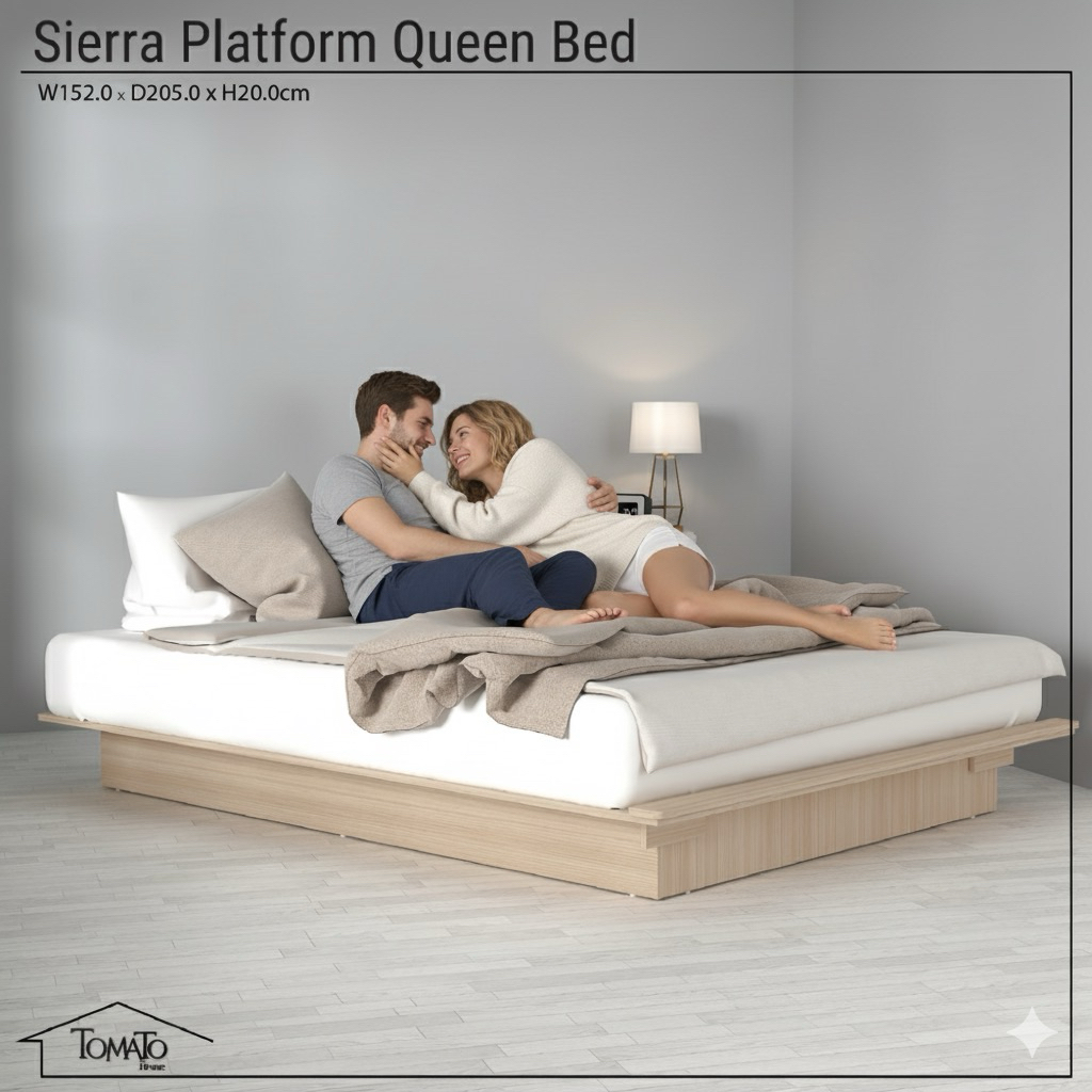 Tomato Home เตียงนอน5ฟุต Sierra platform queen bed เตียง5ฟุตไม้ | แข็งแรง คุณภาพมาตรฐานส่งออก