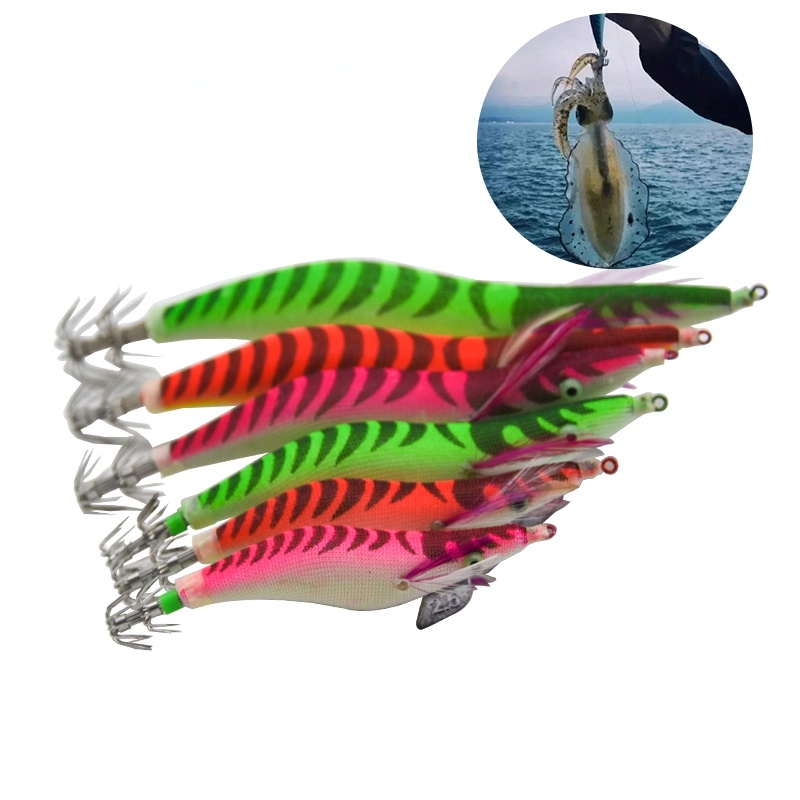 Luya Bait Luminous Squid Wood Shrimp Hook  3.5# Lure Fishing Hook