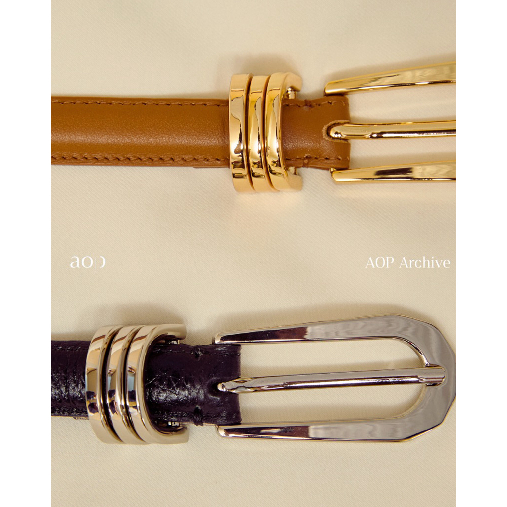 AOP Archive - Triple Buckle Leather Belt (มี 2 สี) เข็มขัดหนังแท้