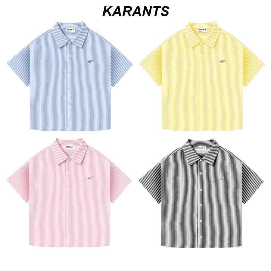 Karants เสื้อเชิ้ตสีพื้น โลโก้โลหะ ทรง Cropped Boxy ผ้า Oxford เกรดพรีเมียม สำหรับผู้ชายและผู้หญิง -