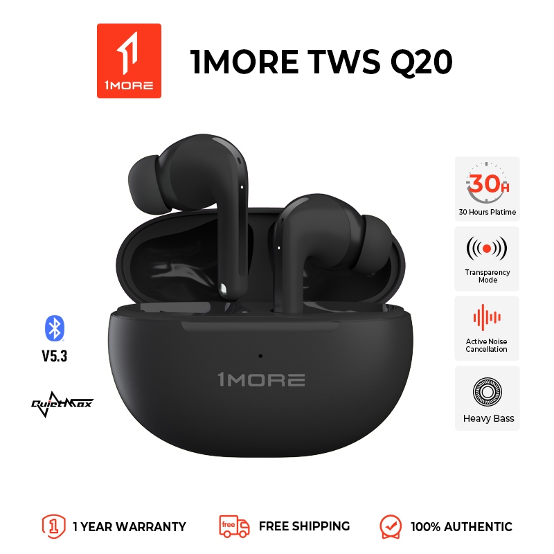 (ลด 70%) ตัวรีวิว 1MORE Q20 หูฟังบลูทูธ ตัดเสียงรบกวนอัจฉริยะ แบตเตอรี่ใช้งาน 30 ชั่วโมง