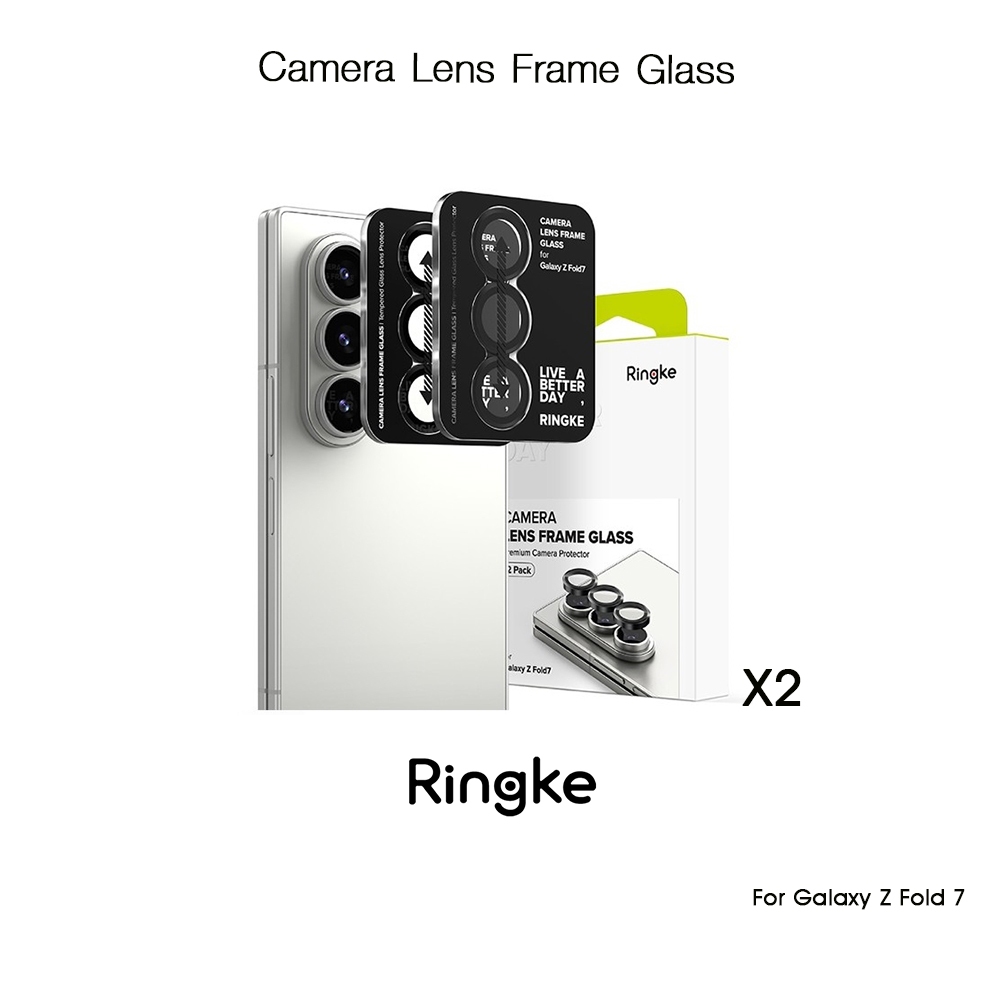 RINGKE Camera Lens Frame Glass กระจกกันรอยเลนส์กล้องเกรดพรีเมี่ยมจากเกาหลี สำหรับ Galaxy Z Fold 7 x2