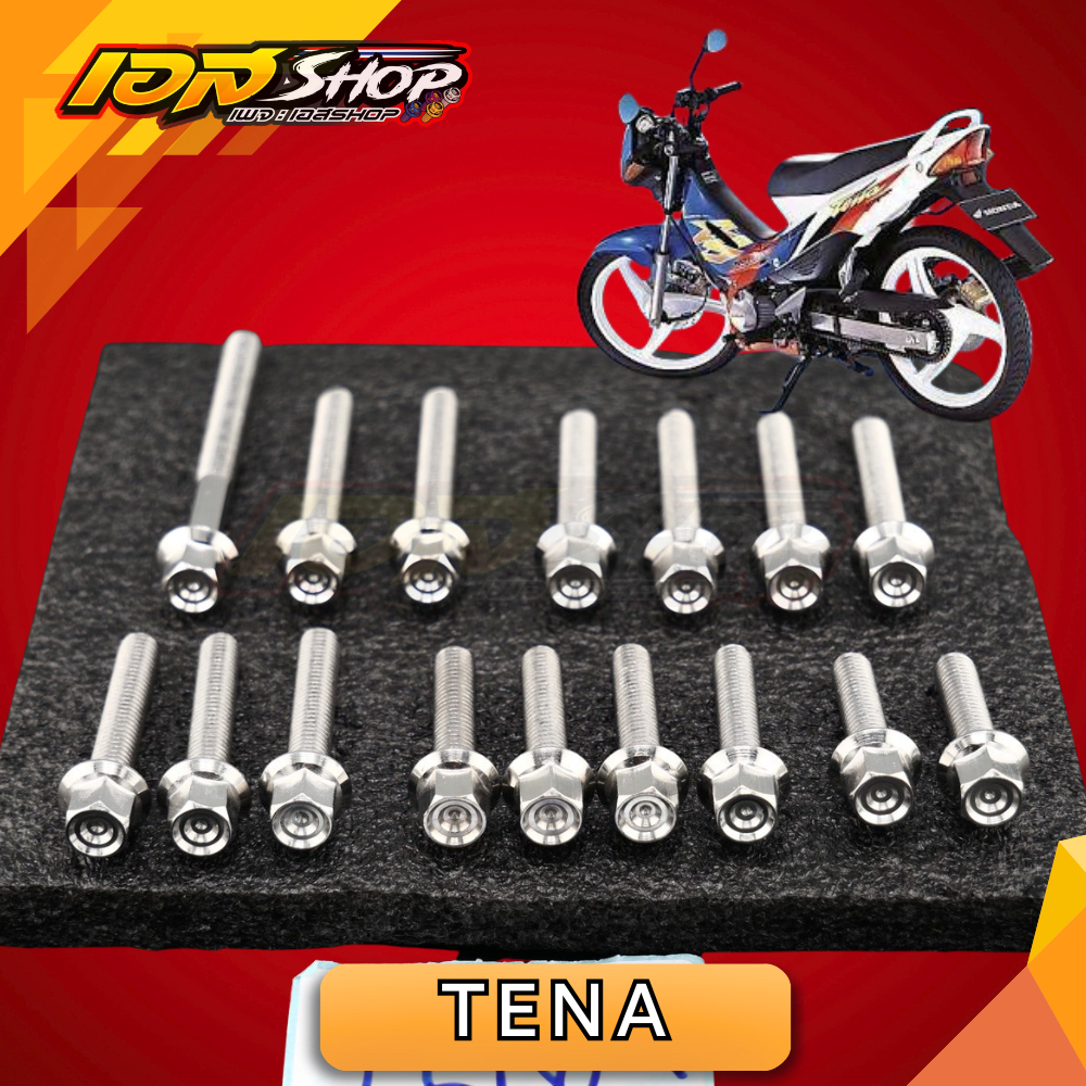 ชุดน็อตแคร้งหัวสนาม Tena เทน่า Honda งานสแตนเลสแท้16ตัว