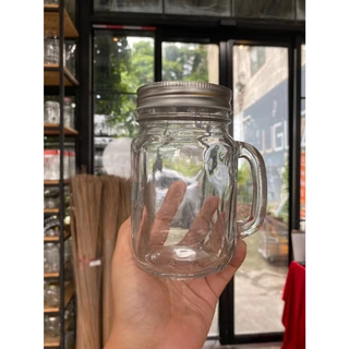 JJGLASS (AMORN) เมสัน จาร์ 450 ฝาเงิน - แก้วมีหูจับพร้อมฝาอลูมิเนียม ลดราคาพิเศษ ฝามีรอยเล็กน้อย ใช้งานได้ปกติ