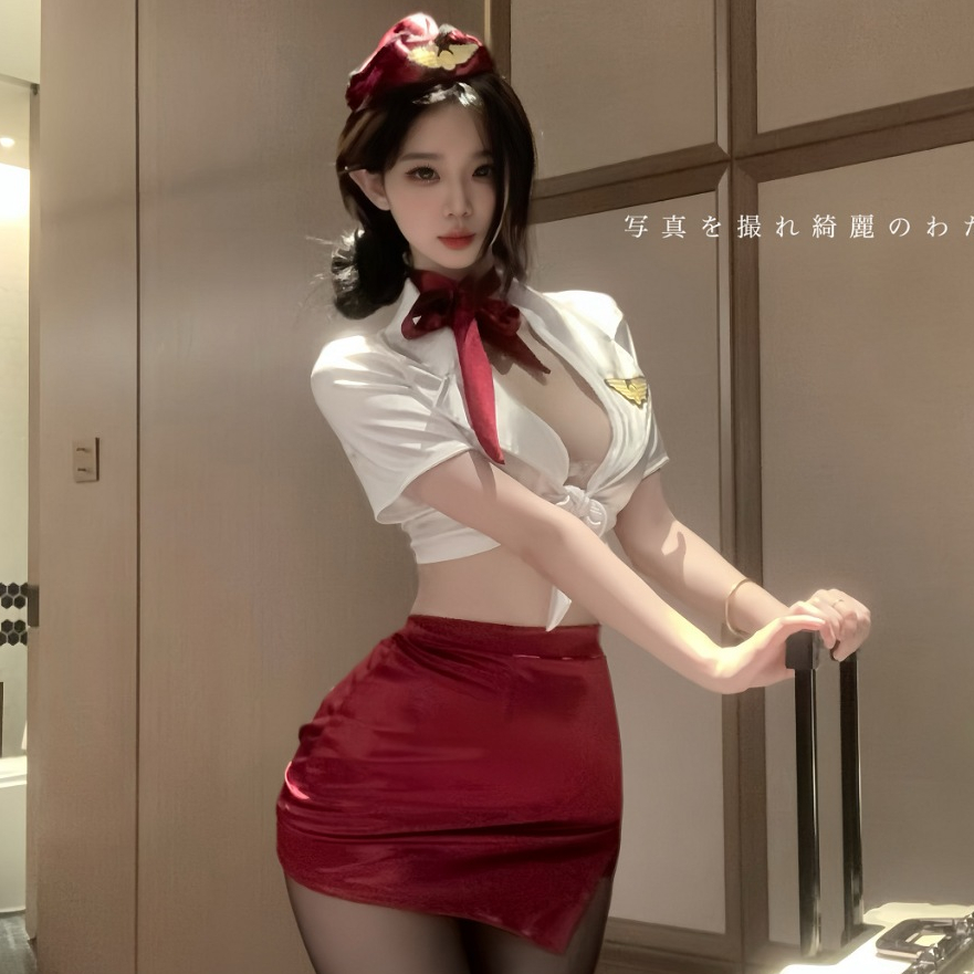 ชุดคอสเพลย์แอร์โฮสเตส ชุดเครื่องแบบ AA1000 (OF)⚡เกรดพรีเมี่ยมแท้ 🚚ส่งไวจากไทย