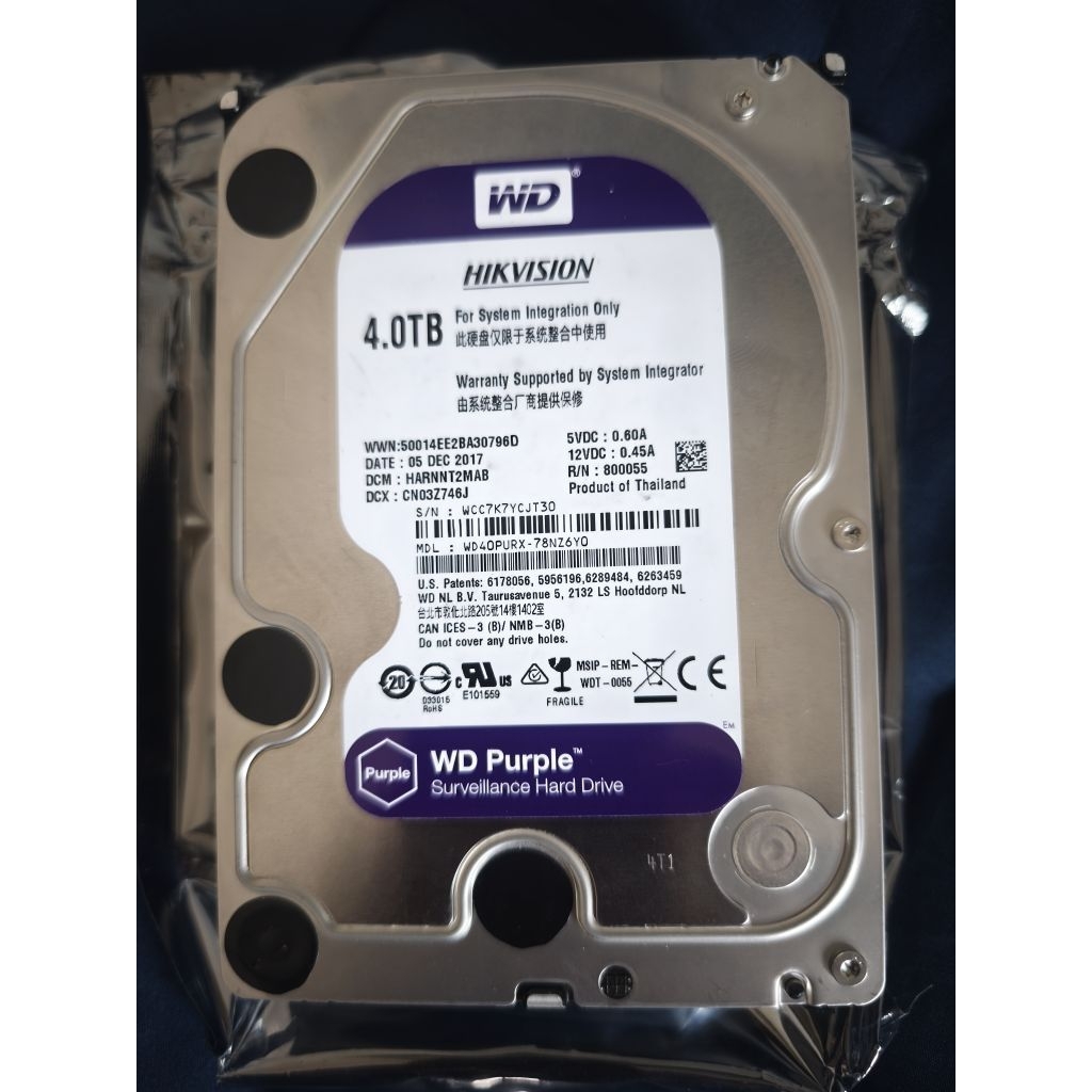 WD purple Hikvision HHD 4.0Tb
