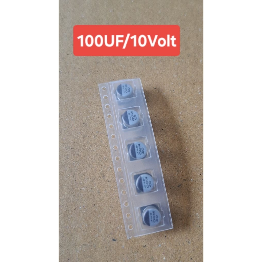 100uF/10Volt (SMD) -40PC to +85*C,+20%,2000hrs.(ห่อละ10ตัว)(ราคาห่อละ)