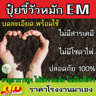 ขี้วัวหมัก EM อย่างดี​ ผสมไตรโครเดอม่า กระสอบ 30 กิโล มูลวัวหมักคุณภาพดี ธาตุอาหารสูง ปุ๋ยคอก ขี้วัว