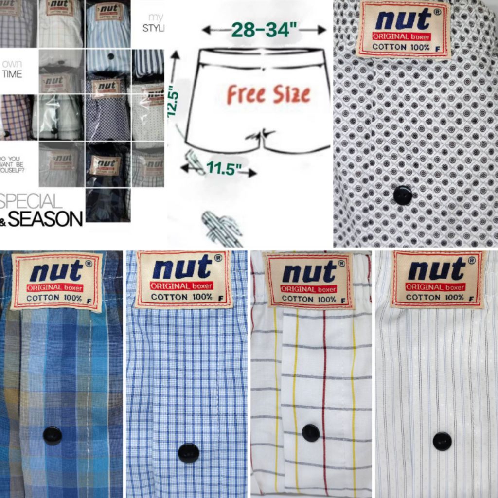 บ๊อกเซอร์ทรงเกาหลี,🇰🇷⚡ (FREE SIZE) NUT BOXER boxer กางเกงขาสั้น  บ๊อกเซอร์ผ้าเชิ้ต บ๊อกเซอร์คอตตอน💯% ไร้ตะเข็บหลัง สาขา4