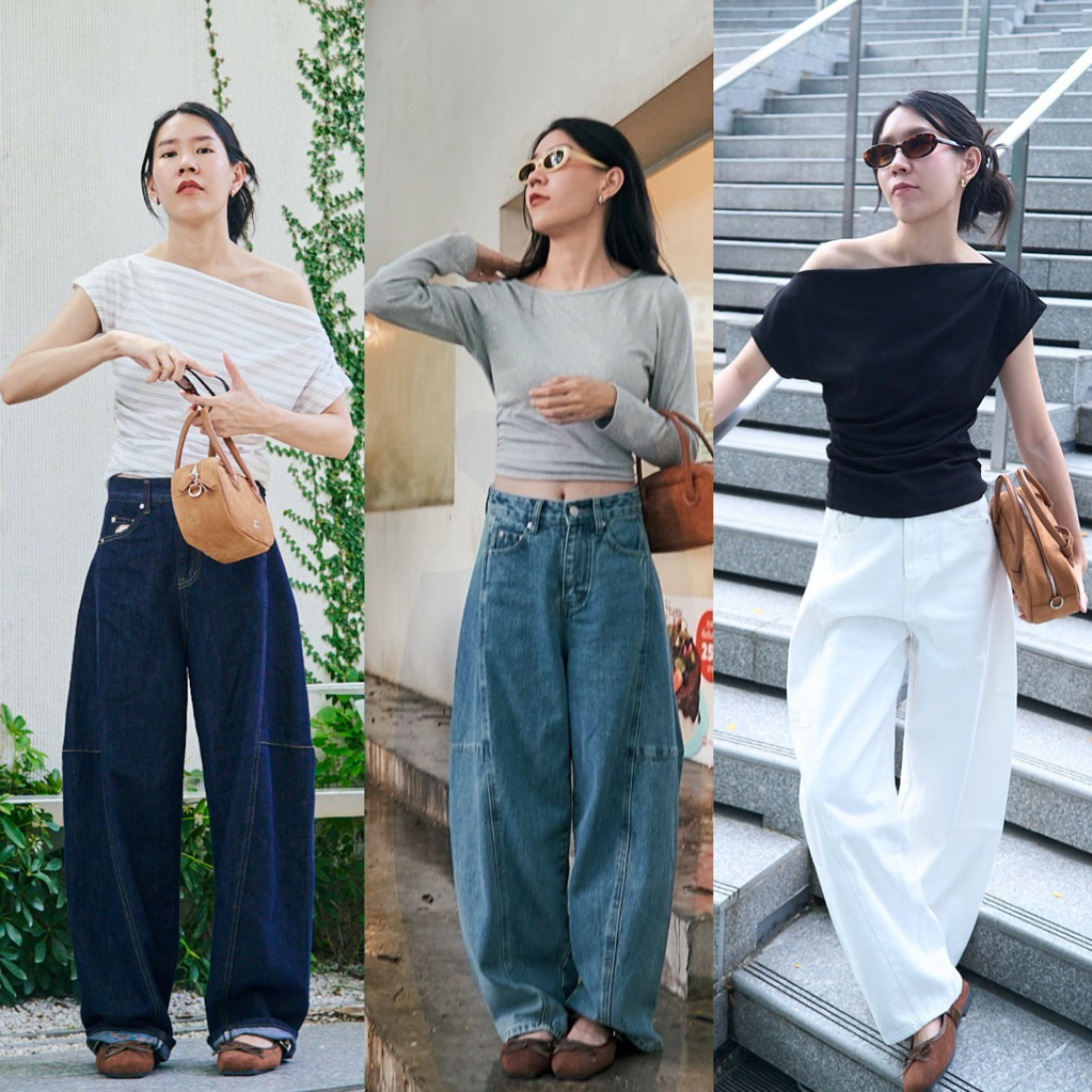 Simplestyle.byd Baggy Jean กางเกงยีนส์ขาโค้ง Barrel Pants