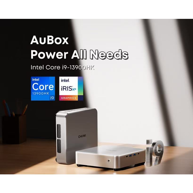 CHUWI AU BoX i9-13900HK โฮสต์พกพาขนาดเล็กประสิทธิภาพสูงสำหรับเล่นเกมในบ้านและสำนักงาน HD