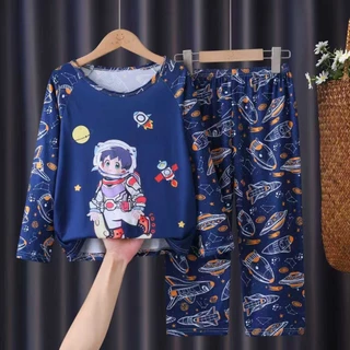 ชุดนอนเด็กแขนยาวพิมพ์ลายน่ารัก110cm-150cm นื้อผ้านุ่มใส่สบาย
