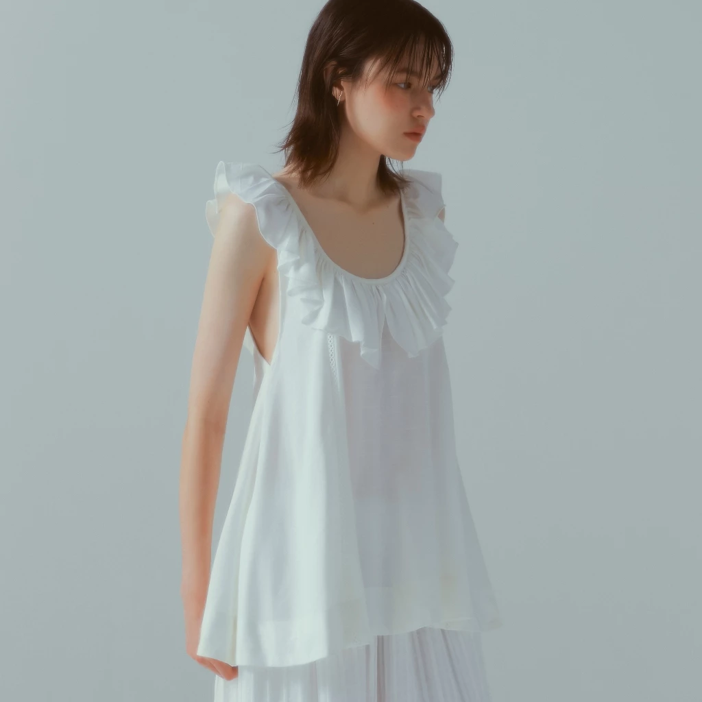 COWORKER - Ruffle Mini Dress เดรสสั้นคอระบายแขนกุด