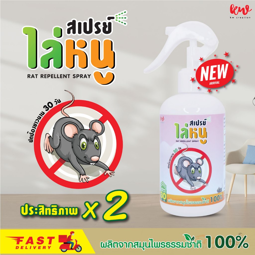 สเปรย์ป้องกันหนู kwcreation สมุนไพรไล่หนู  ไม่เป็นอันตรายต่อคนและสัตว์ 250 ML. - รูปที่ 3