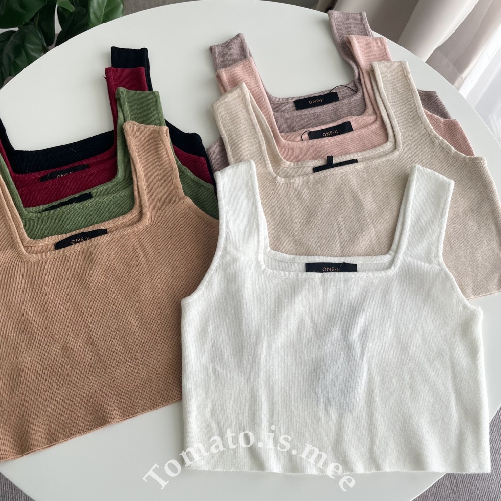 เสื้อกล้ามไหมพรมแขนกุด ทรงคอเหลี่ยม ทรงครอปสั้น ผ้าไหมพรมไม่หนา ใส่สบาย สีเอิร์ธโทน พร้อมส่ง 8 สี!!! ( M103 )