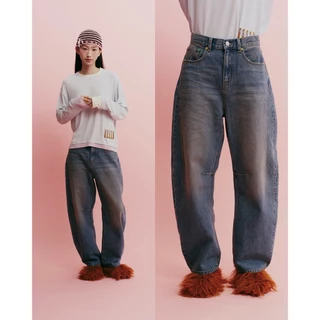 The Freckled Market - FKM Barrel Jeans กางเกงยีนส์ขากว้าง สีฟอก