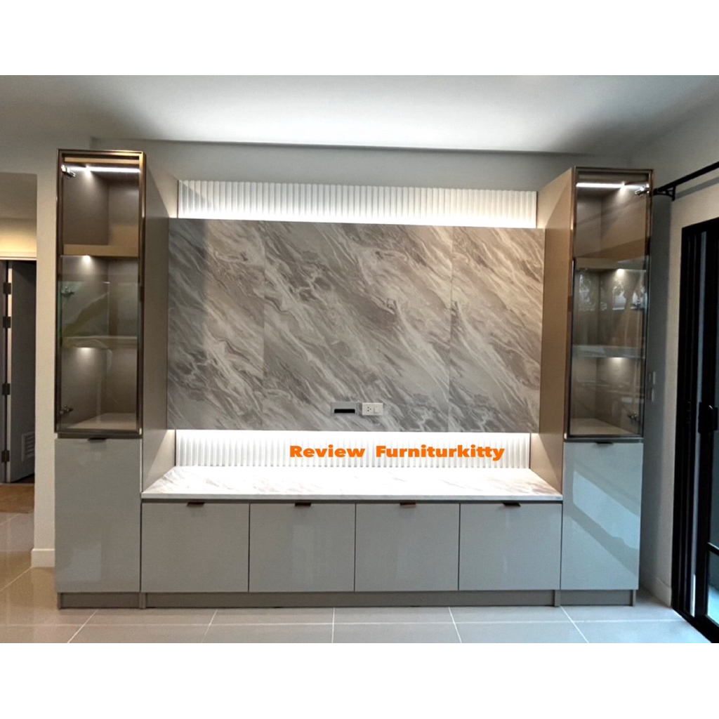 ตู้โชว์ทีวี ขนาด 3 เมตร รุ่น แคชเมียร์ สินค้าไทย100%  จัดส่งทั่วไทย