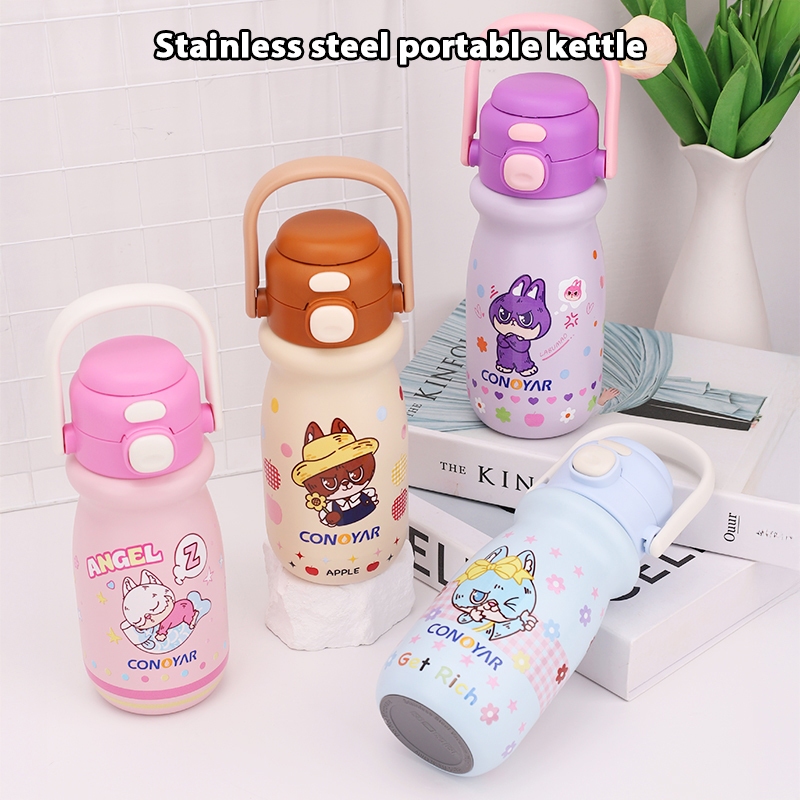 ขวดน้ำเก็บความเย็น-ร้อน ขนาด 500ML กระบอกน้ำสแตนเลส ขวดน้ำเด็ก แก้วเก็บความเย็นพกไปโรงเรียน ขวดน้ํา T01296