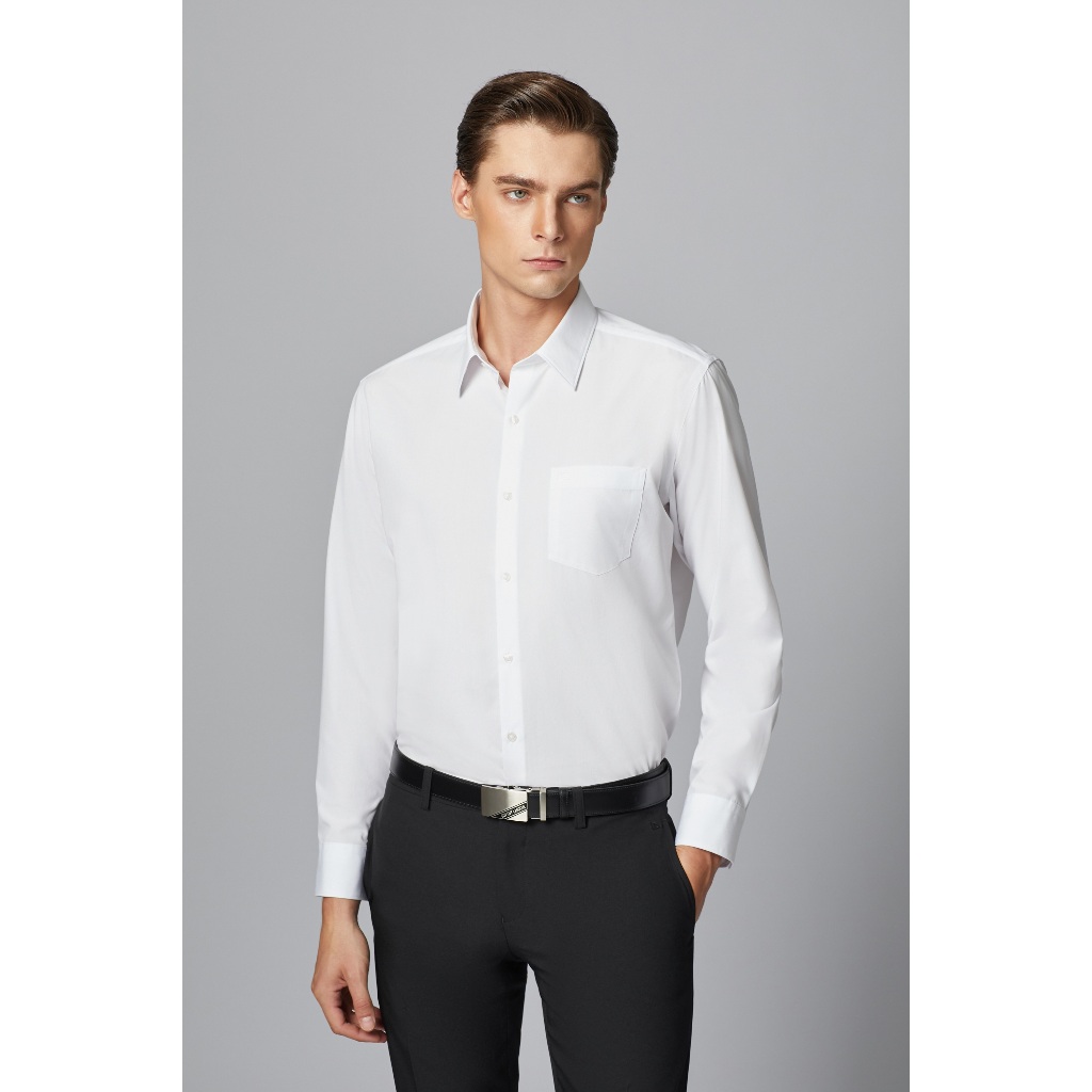 Guy Laroche เสื้อเชิ้ตแขนยาว สีขาว สัมผัสนุ่ม ใส่สบาย ทรง SLIM FIT รุ่น BAB6250P5WH