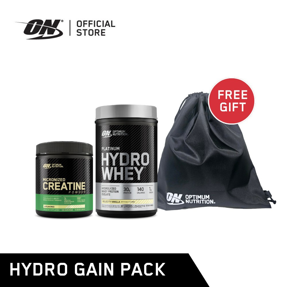 Optimum Nutrition Hydro Gain Pack ประกอบด้วย On Hydro Whey 1.75 Ibs.- Choc + On Creatine 300 g. Free