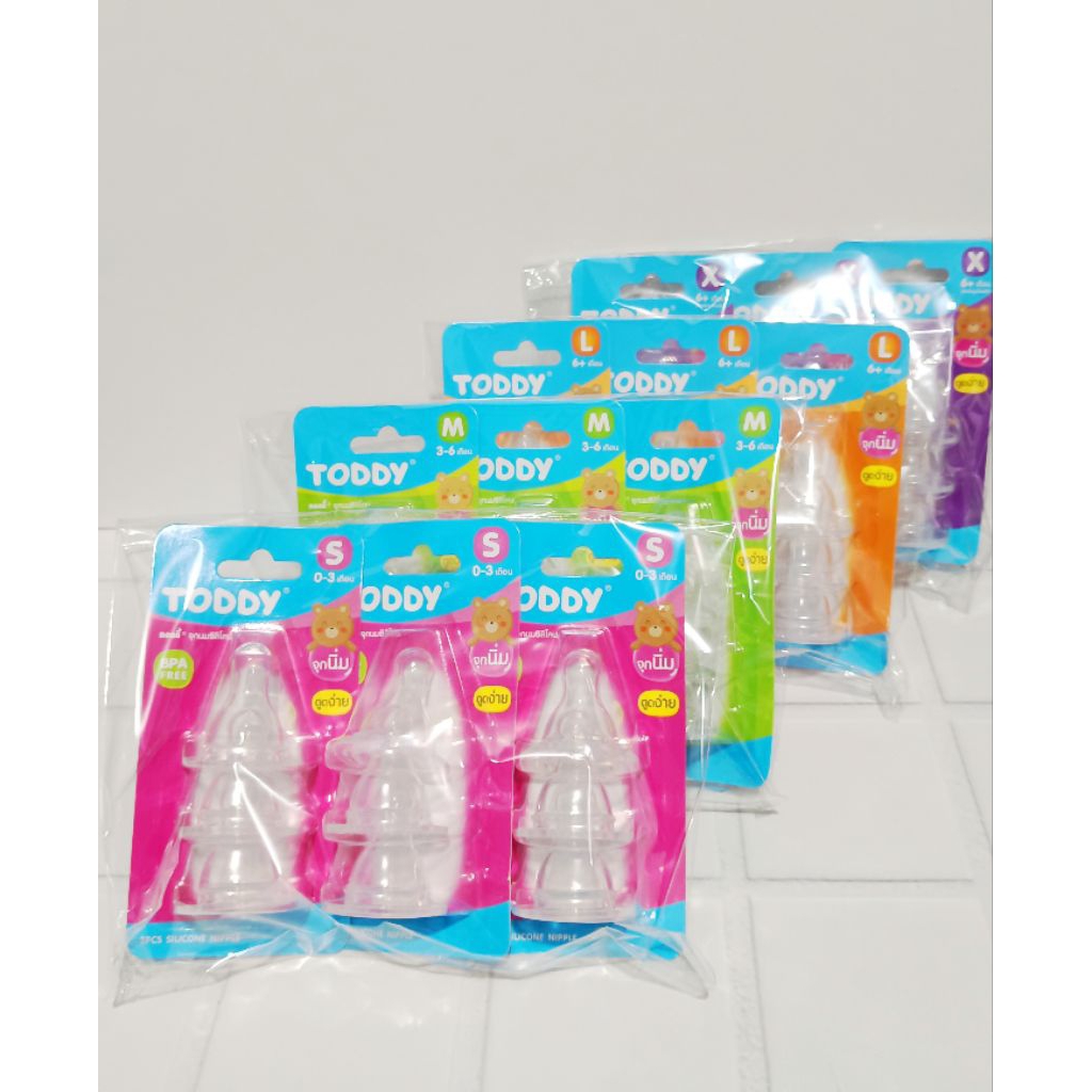 [ ยกแพ็ค ] จุกนมทอดดี้ จุกนมคอแคบ หนา นุ่ม ดูดสบาย