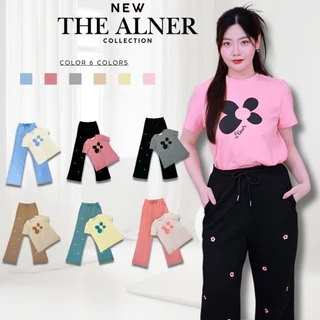 Thealner - Jamille flower AN554  (เซ็ตเสื้อยืดลายดอกแขนสั้น+กางเกงขายาว)