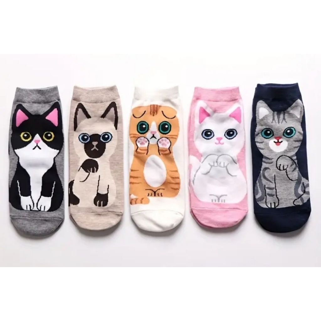 Justbestgift ถุงเท้าสตรีข้อสั้นลายน้องแมวมีให้เลือก 5 แบบ นุ่มใส่สบายน่ารักน่าใช้