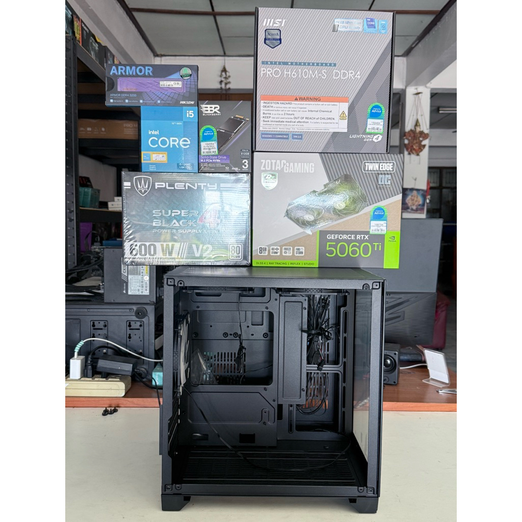 Com PC SET I5-12400F 6C 12T + RTX5060Ti 8GB สายดาร์ก เคสตู้ปลา