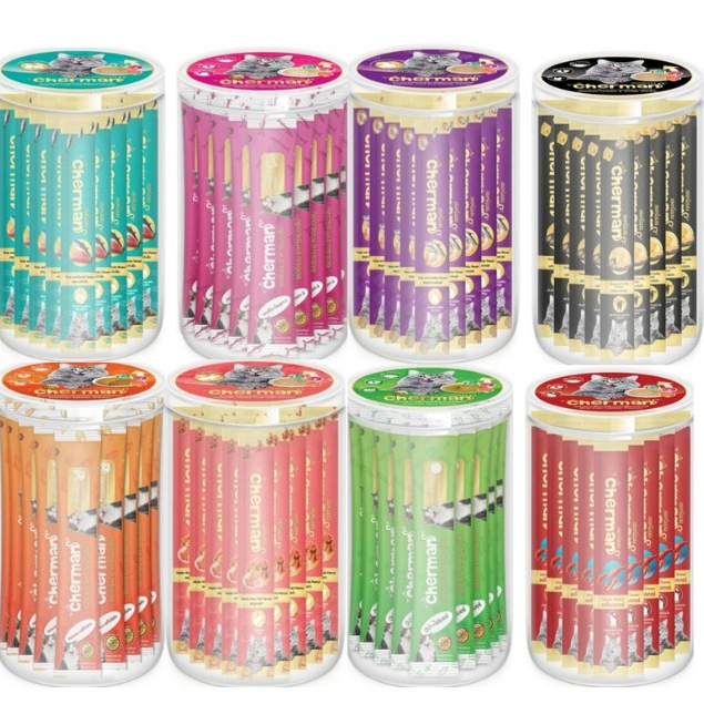 (แบบกระปุก 36 ซอง) Cherman ขนมแมวเลีย สำหรับแมว 2 เดือนขึ้นไป ขนาด 12 กรัม*โปรดอ่นรายละเอียดก่อนสั่งซื้อ