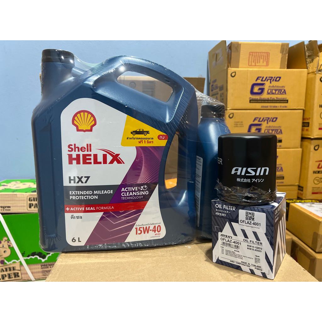 น้ำมันเครื่อง+กรอง ดีเซล shell Dhx7 ขนาด 6 ลิตร + 1 ลิตร รวม 7 ลิตร พร้อมกรอง(ตามตัวเลือก)