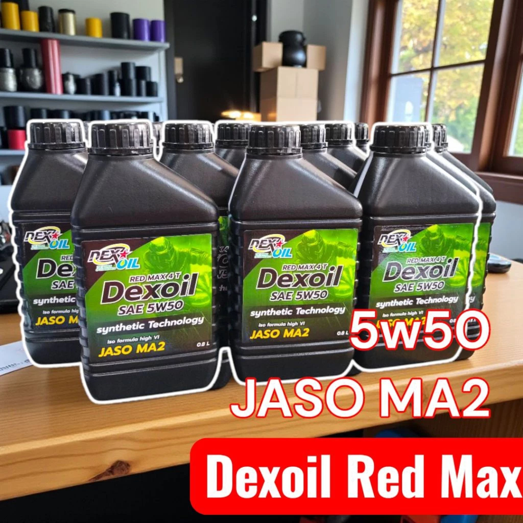 Dexoil Red Max 5W-50 JASO MA2 กรุ๊ป4+5 น้ำมันเครื่องสังเคราะห์แท้