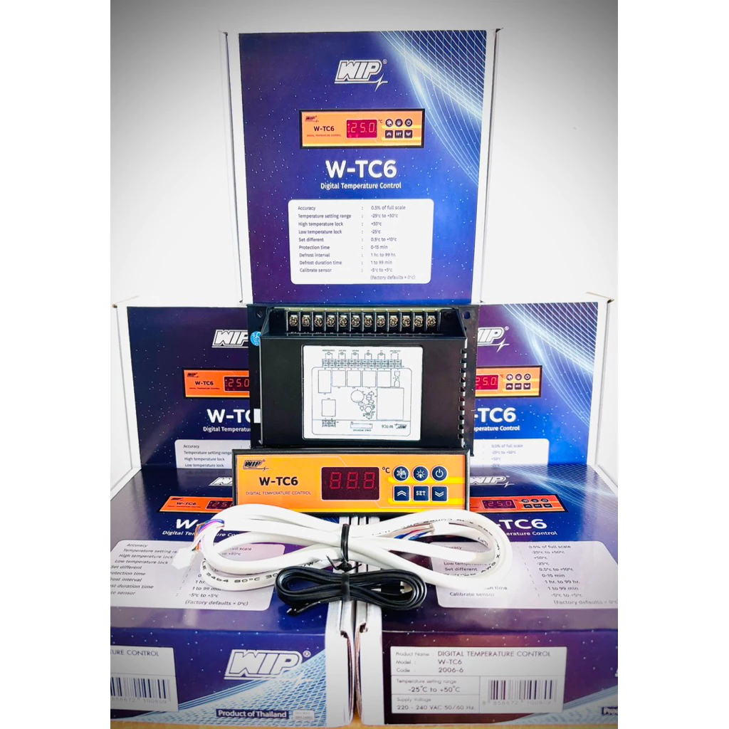 ชุดควบคุมอุณหภูมิ ดิจิตอล สำหรับตู้แช่ ตู้เย็น ห้องเย็น WIP TC-6 (DIGITAL TEMPERATURE CONTROL)