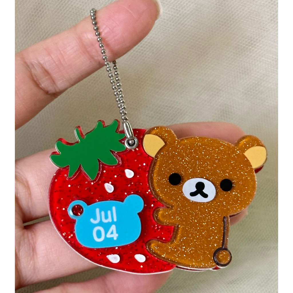 มือสอง(ตำหนิ) พกจ กระจก Rilakkum Strawberry 4 JULY San-X ขนาด  5 ซม.