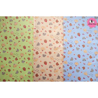 ผ้าคอตตอน 100% ลายสก็อตน้องหมี ขนาดตารางประมาณ 5 มิล ผ้านำเข…