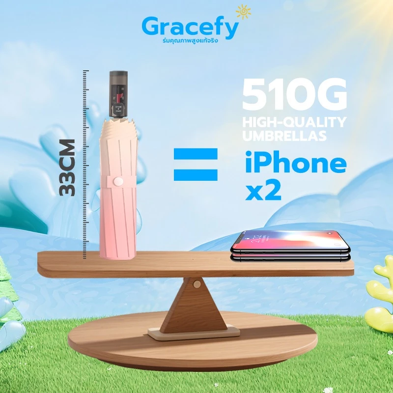 Gracefy ร่มพับพกพา อัตโนมัติ กันUV กันลมกันฝน thumbnail 8