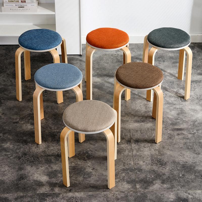 alive🌷เก้าอี้กลม ขาไม้เนื้อแข็ง มีให้เลือก 2 แบบ งานท๊อปไม้ และ ท๊อปผ้า รุ่น 2035 2036