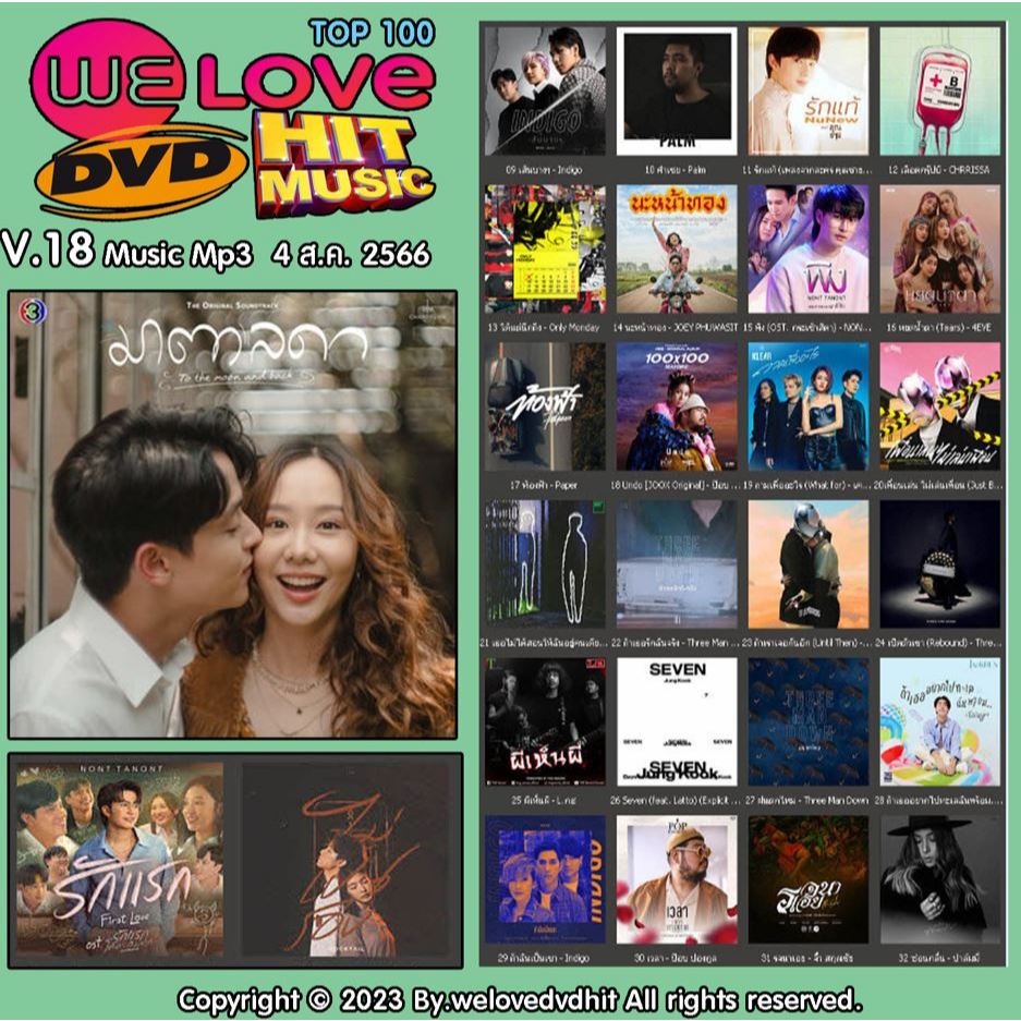 [ CD-MP3 , USB-MP3 ]  Welovedvdhit music Top 100 V.18 music mp3 4 ส.ค. 2566