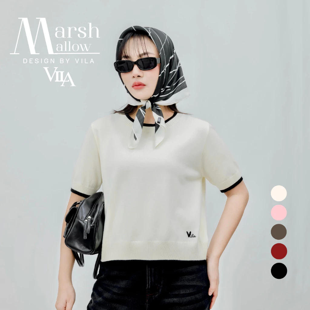 VILA | Marshmallow VL112 แขนสั้นทูโทน