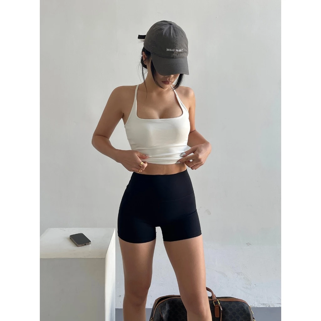 GYMHUB สปอร์ตเสื้อเกาะอกสายบาง มีแผ่นรองอก ระบายอากาศ สำหรับผู้หญิง โยคะ thumbnail 4