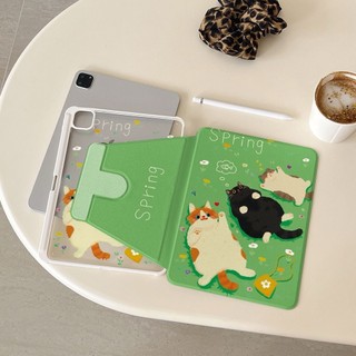 💫พร้อมส่ง💫เคสไอแพด ฝาหลังอะครีลิคมีช่องใส่ปากกา สำหรับ Gen11 Gen10 Air7 Air6 ลายแมวและแอปเปิล สำหรับ