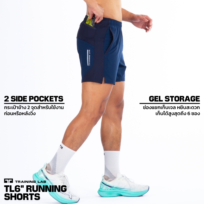 TL Running Shorts (6”) 2.0 กางเกงวิ่ง รุ่น 6" สีกรม(19122N)