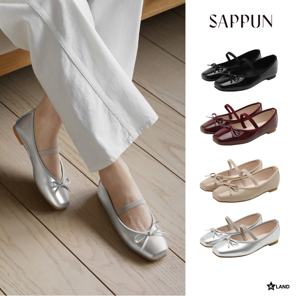 รองเท้าแมรี่เจน SAPPUN รุ่น Erino Enamel Ribbon Maryjane Flats (ความสูง 1 cm) รองเท้าคัชชู รองเท้าผู้หญิง