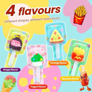 Pipp fastfood gummy เยลลี่เสียบไม้ ฟาสต์ฟู้ด((กล่อง12ชิ้น))