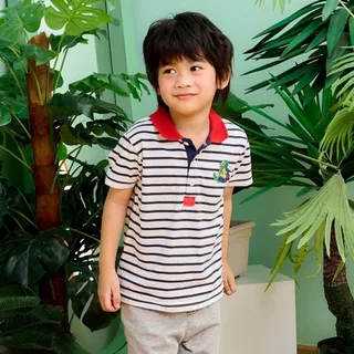 e'clat เสื้อโปโลเด็ก เสื้อเด็กผู้ชาย 1-6ปี ลายริ้ว งานปัก เนื้อผ้าเจอร์ซี่ 100%cotton ผ้ายืด เนื้อนิ่ม 9134