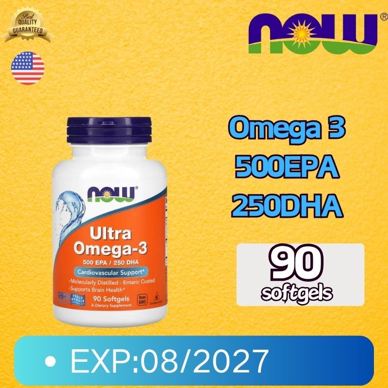 Ultra Omega 3 โอเมก้า 3 น้ำมันปลา มีกรดไขมันดี เหมาะกับผู้ที่ใส่ใจสุขภาพ 500EPA/250DHA 90 Now Food